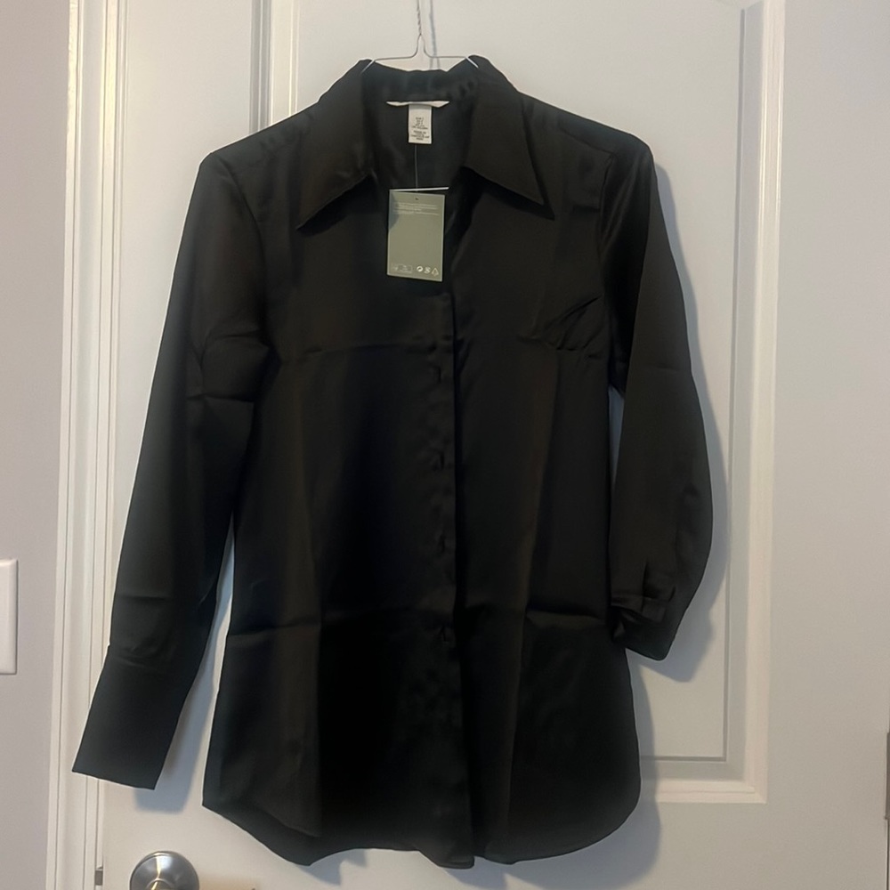 H&M Black Silky Shirt NEW